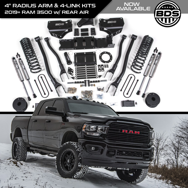 BDS Suspension - BDS 4 Inch Lift Kit W/ 4-Link Ram 3500 W/ Rear Air Ride (19-24) 4WD Diesel (1720H)