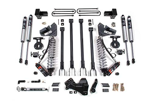 BDS Suspension - BDS 4 Inch Lift Kit W/ 4-Link FOX 2.5 Performance Elite Coil-Over Conversion Ford F250/F350 Super Duty (17-19) 4WD Diesel (1537FPE)