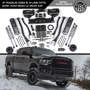 BDS 4 Inch Lift Kit W/ 4-Link Ram 3500 W/ Rear Air Ride (19-24) 4WD Gas (1723H)